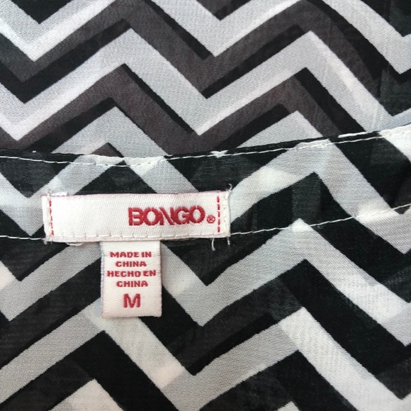 Bongo Black White Chevron Blouse Medium - Picture 7 of 8